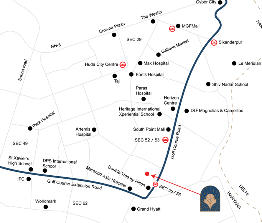 Ananta Vilasa location map - Golf Course Road
